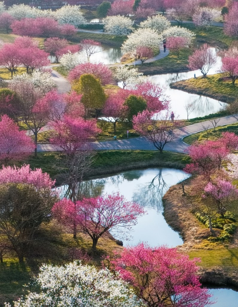 Парк Shanghai Blooming Garden ранней весной